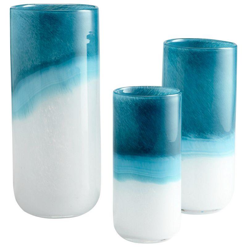 Turquoise Glass Cylinder Vase with Gentle Curve