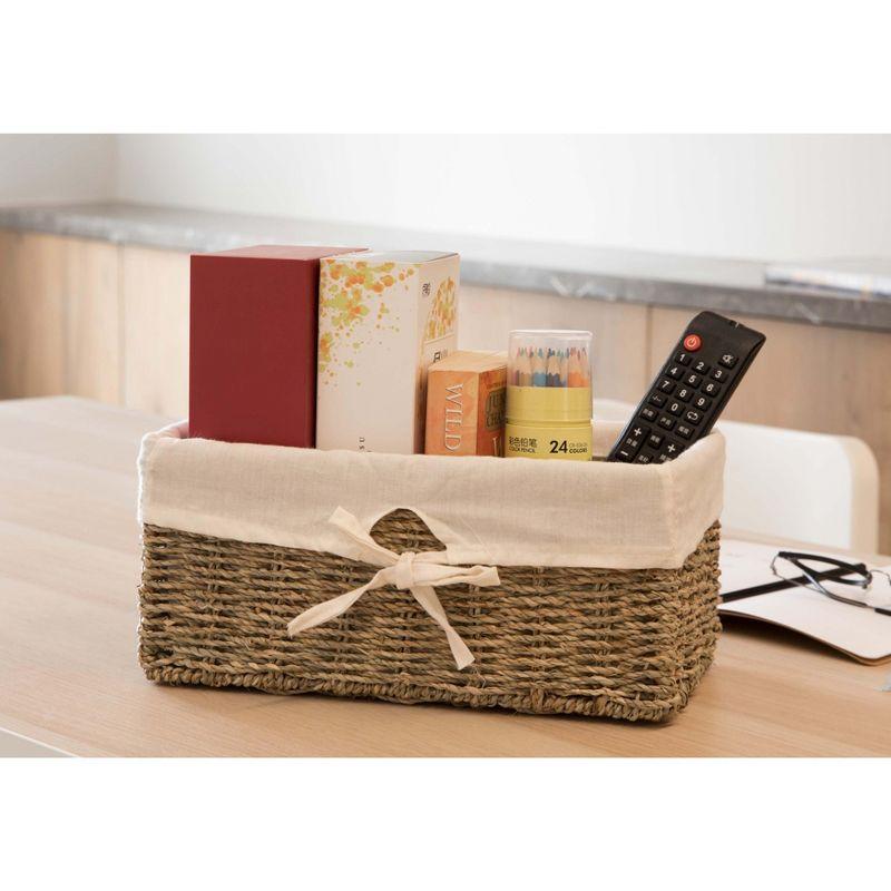 Vintiquewise Seagrass Shelf Basket Lined with White Lining