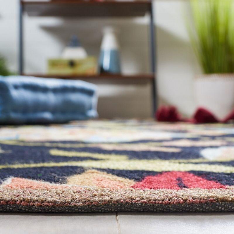 Four Seasons FRS435 Hand Hooked Accent Rug - Black/Purple - 3'6"x5'6" - Safavieh.