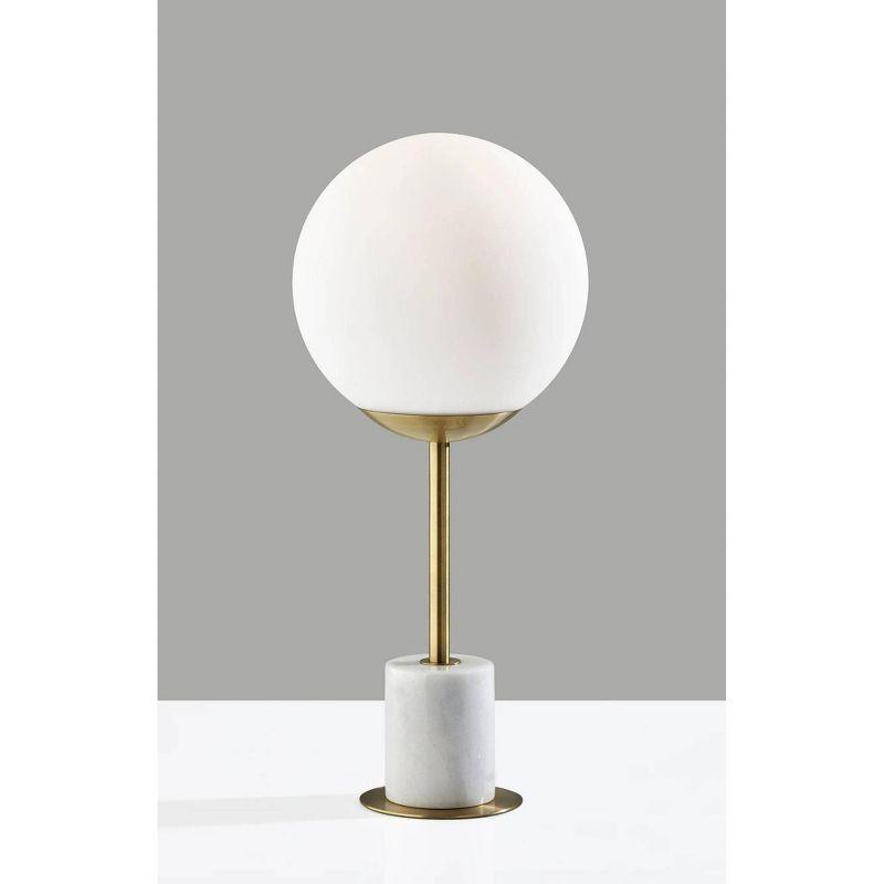 White Marble and Brass Globe Table Lamp