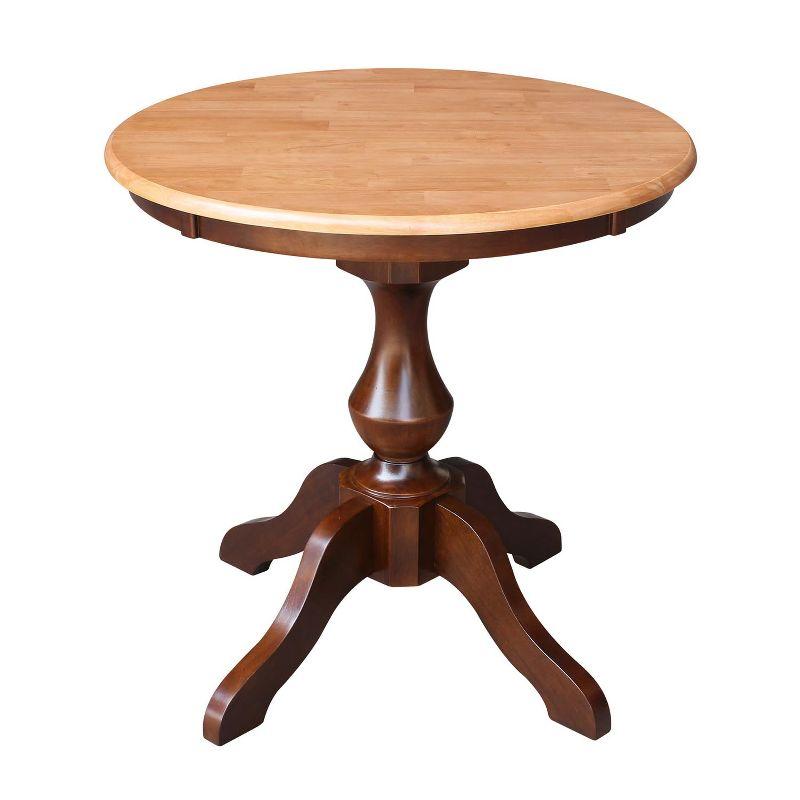 International Concepts 30" Round Top Pedestal Table-28.9" H, Cinnamon/Espresso
