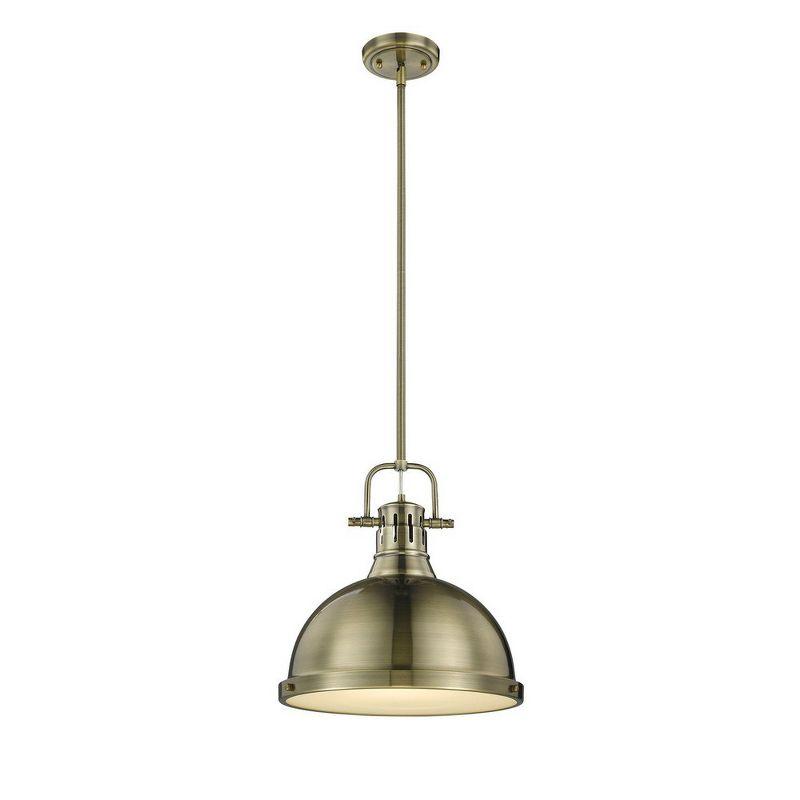 Golden Lighting Duncan 1-Light Large Pendant in Matte Black with White