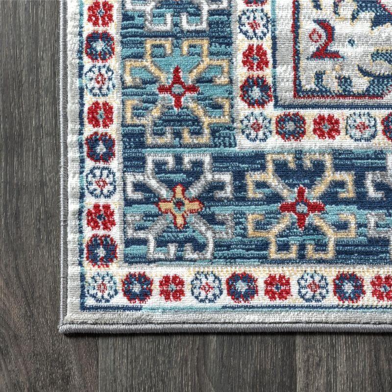 4'x6' Modern Persian Vintage Moroccan Area Rug, Light Grey/Blue - JONATHAN Y