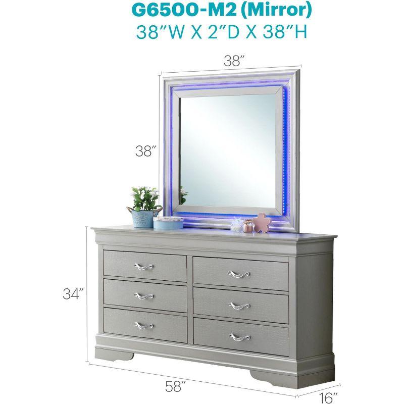 Passion Furniture Lorana 38 in. x 38 in. Modern Square Framed Silver Champagne Dresser Mirror