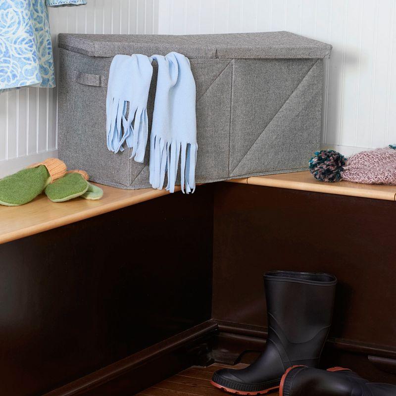 Jumbo Gray Fabric Foldable Storage Bin with Lid