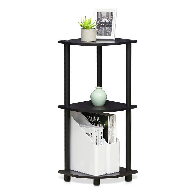 Furinno 3-Tier Corner Display Rack Multipurpose Shelving Unit Industrial Ladder Bookcase,Dark Walnut