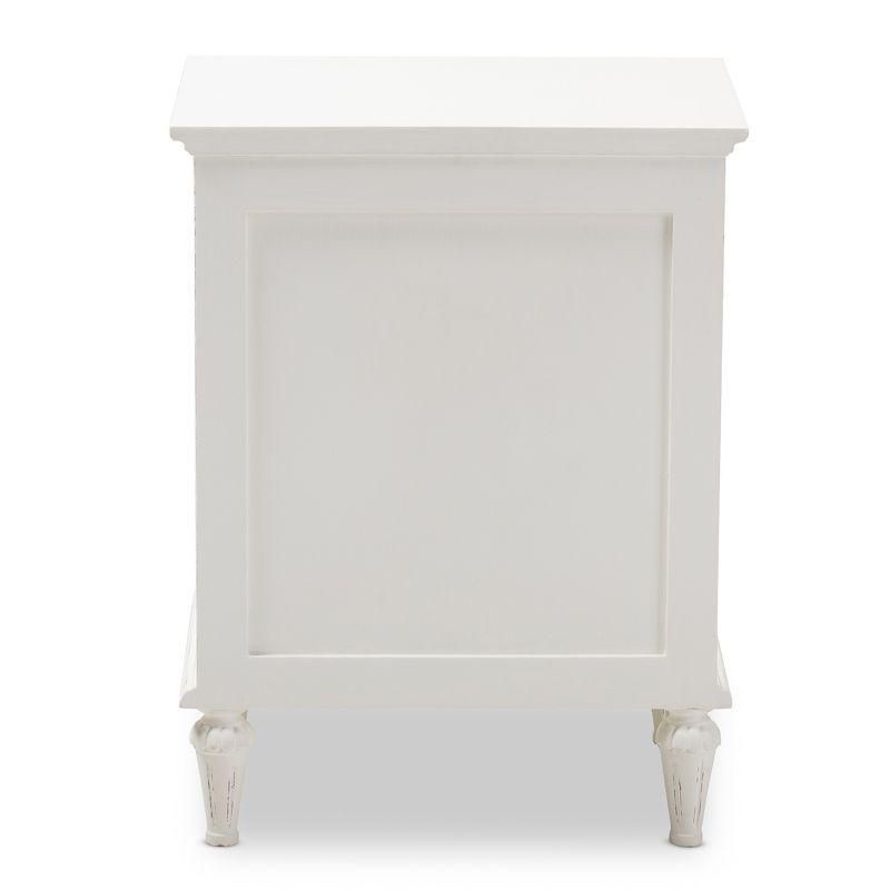 Venezia French - Inspired Rustic Washed Wood 3 - Drawer Nightstand - White - Baxton Studio