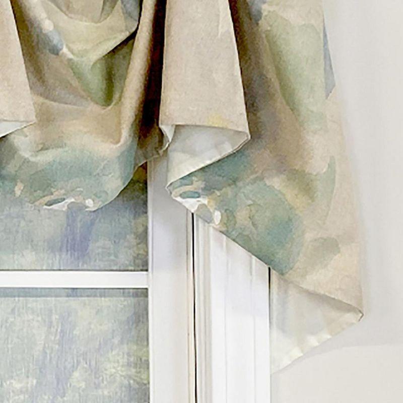 Mantra Linen Floral 3-Scoop Empire Valance Color Beige/Blue/Aqua Green