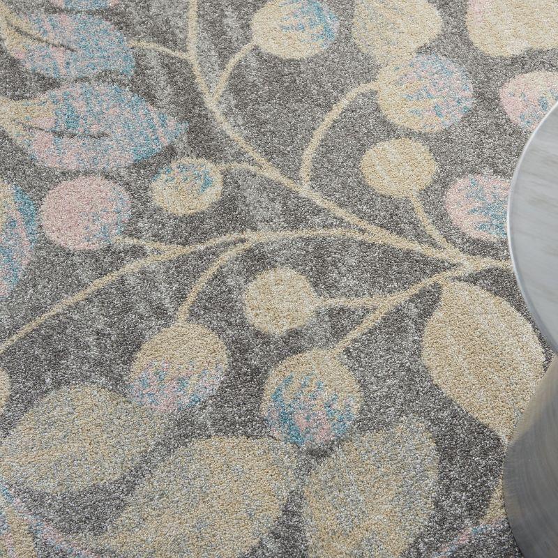 Nourison Tranquil 4' X 6' Grey/Beige Area Rug Contemporary Botanical Vine and Bloom by Nourison