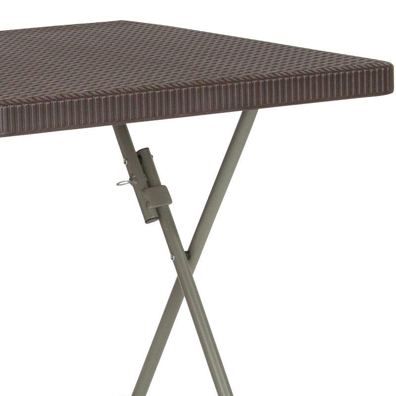 Noah 1.95-Foot Square Rattan Plastic Folding Table - Outdoor Event Table