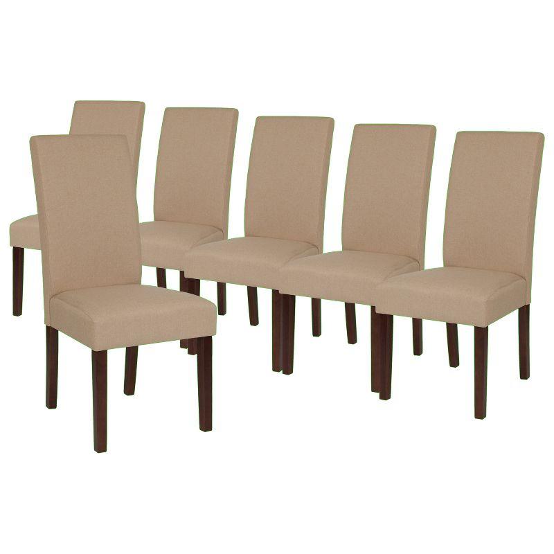 Beige Faux Leather Upholstered Parsons Dining Chair Set of 6