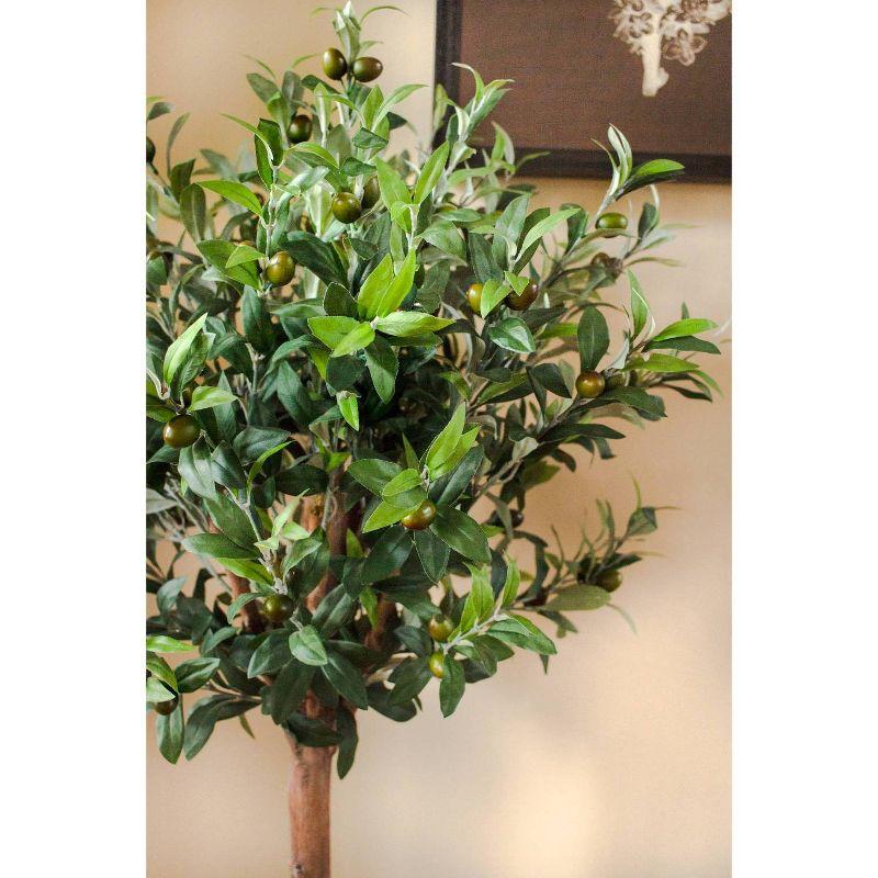 4.5' Olive Topiary Tree with European Barrel Planter - Nearly Natural