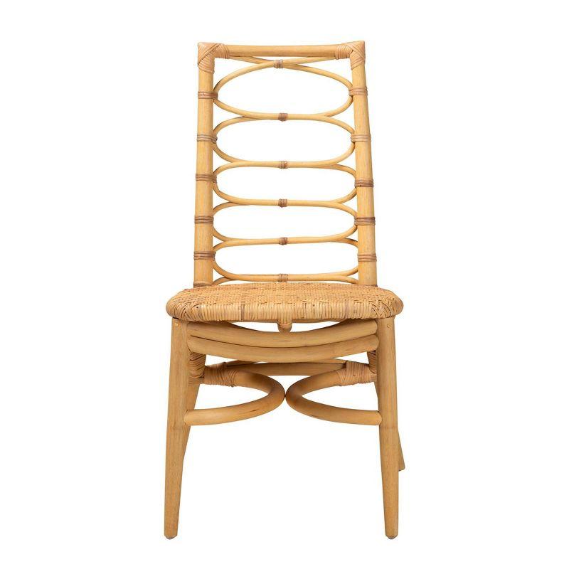 bali & pari Lisbon Natural Rattan Dining Chair Natural Brown: Armless, Spot Clean, No Assembly Required