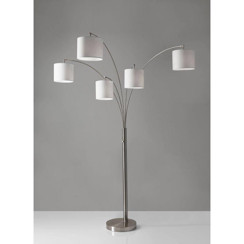 82" Trinity 5-Arm Arc Lamp Steel - Adesso: Modern Adjustable Linen Shade, ETL Listed, Metal Body