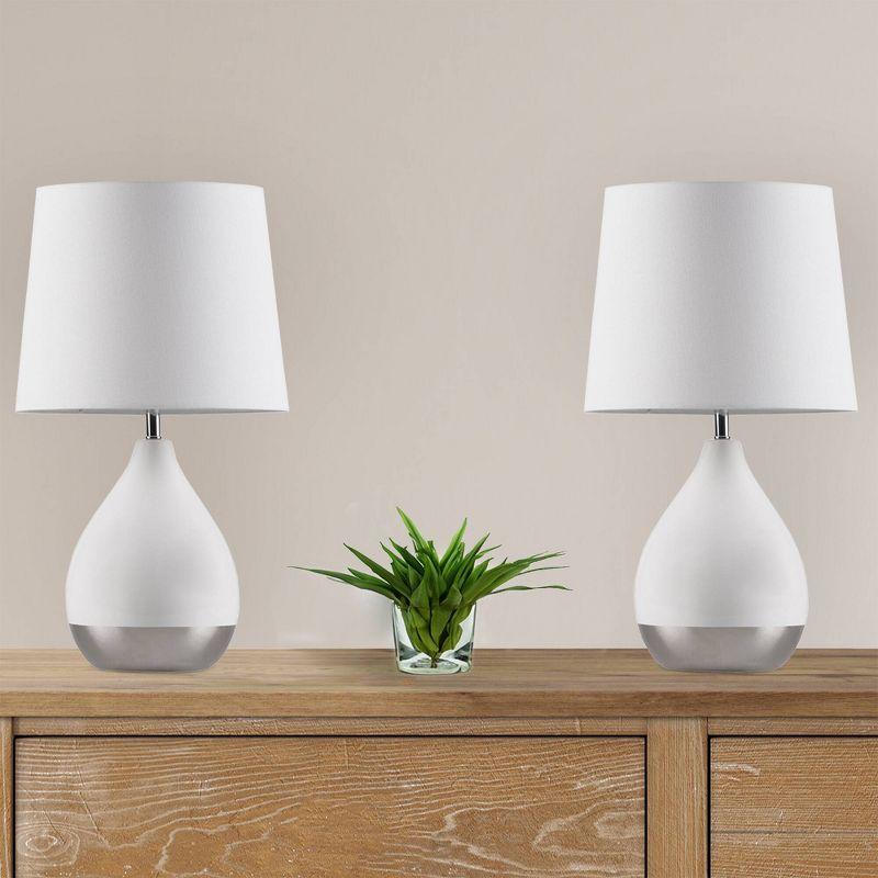 510 Design (Set of 2) 12"x21.5" Liora 2-Tone Ceramic (Includes LED Light Bulb) Table Warm Soft Lamps