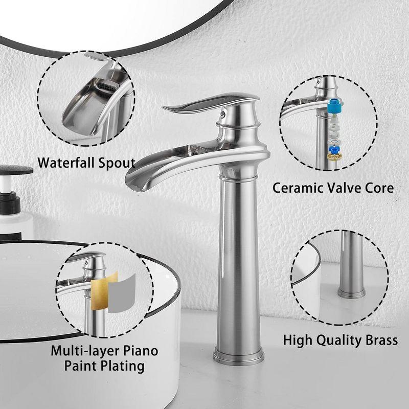 BWE Waterfall Single Hole Single Handle Bathroom Vessel Sink Faucet With Drain Assembly