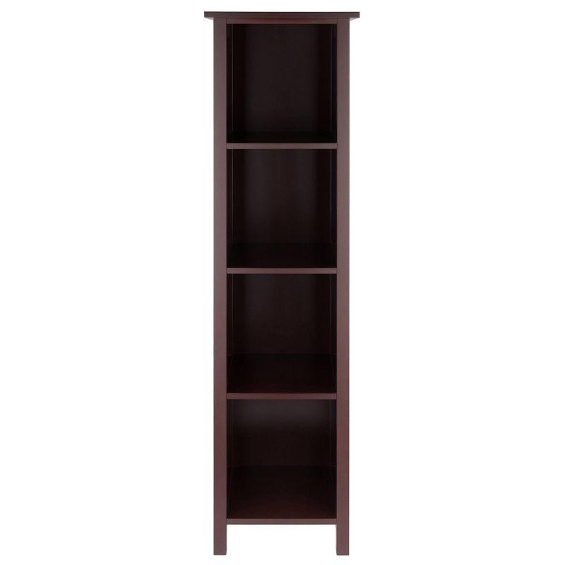 Winsome 55.98" 5 Tier Milan Storage Shelf or Bookshelf Tall Walnut: Mid-Century Modern MDF Composite