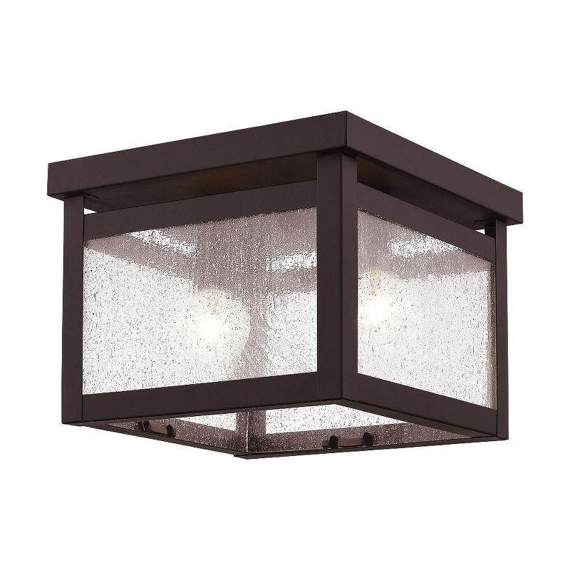 Milford Bronze 2-Light Seeded Glass Flush Mount