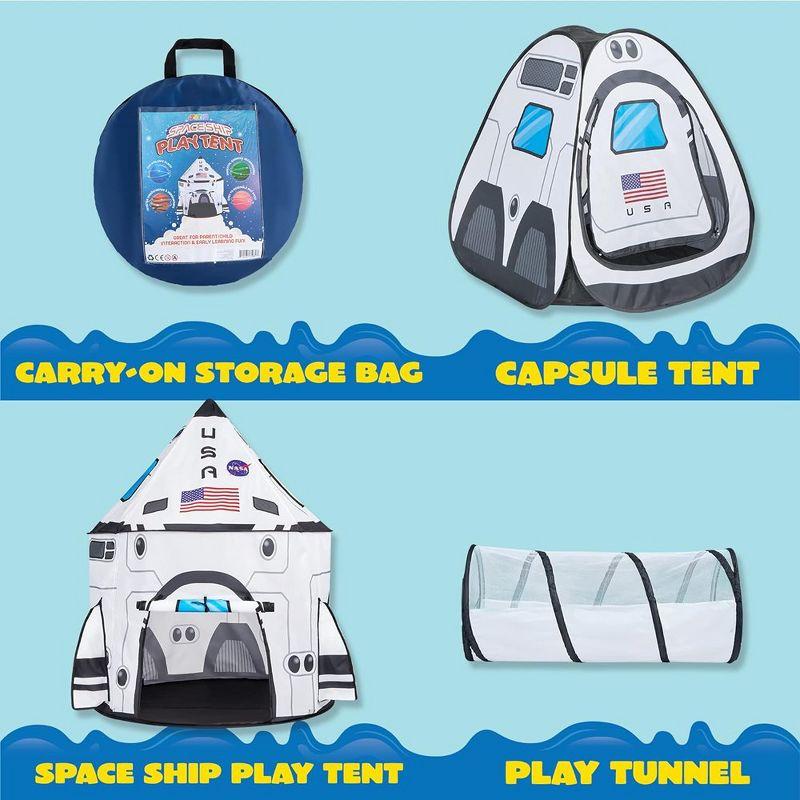 White Rocket Ship Pop Up Play Tent with Tunnel and Playhouse