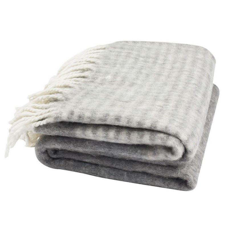 Averly 70" Gray Wool Reversible Throw Blanket