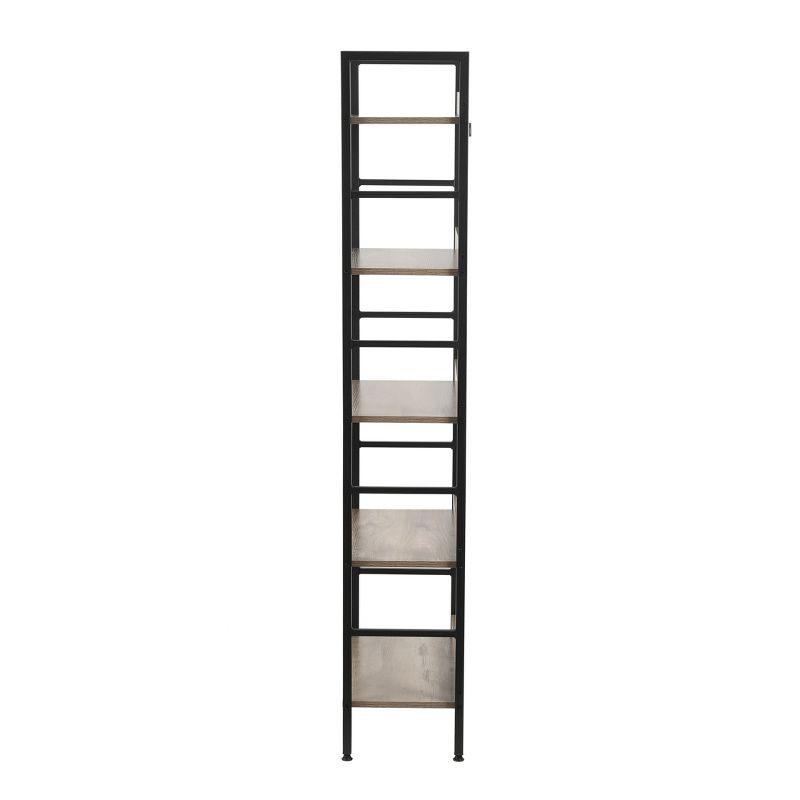 LuxenHome 5-Shelf 63" H x 23.62" W Wood and Metal Etagere Bookcase Brown