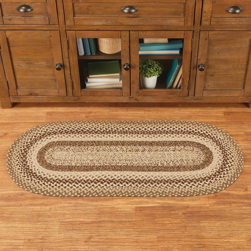 Collections Etc Classic Farmhouse Braided Kitchen Accent Rug Runner Tan