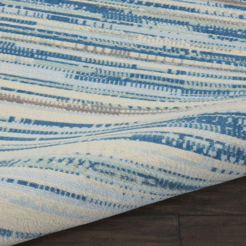 Nourison Jubilant 7'10" x 9'10" (8' x 10') Blue Area Rug Coastal Contemporary Striped by Nourison