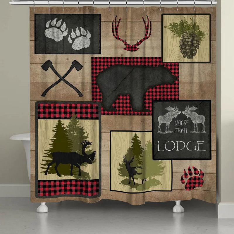 Lumberjack Plaid Lodge Patch Fabric Shower Curtain