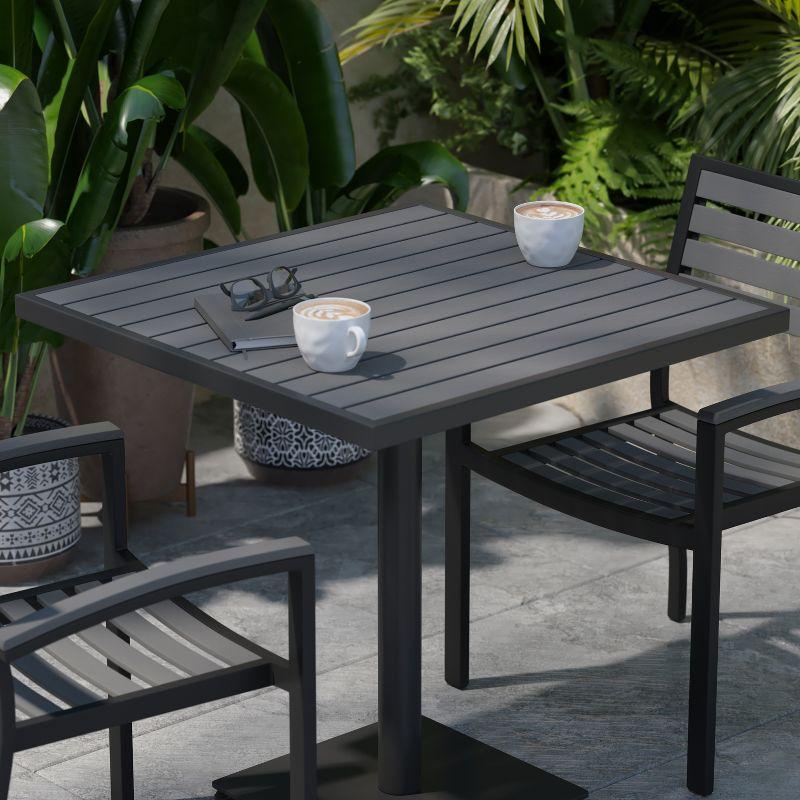 Flash Furniture Lark Outdoor Patio Bistro Dining Table with Faux Gray Wash Teak Poly Slats, 30" Square