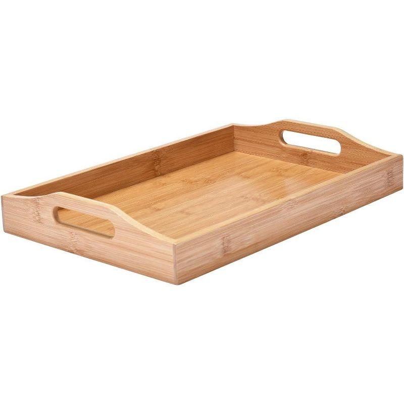 Prosumer's Choice Bamboo Serving Tray with Handles, Set of 3-Brown