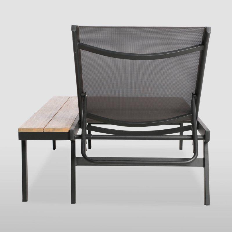 Waterloo Mesh and Aluminum Table Chaise Lounge - Gray - Christopher Knight Home