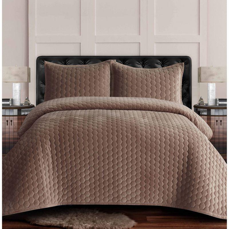 Tribeca Living Lugano Velvet Quilt Set