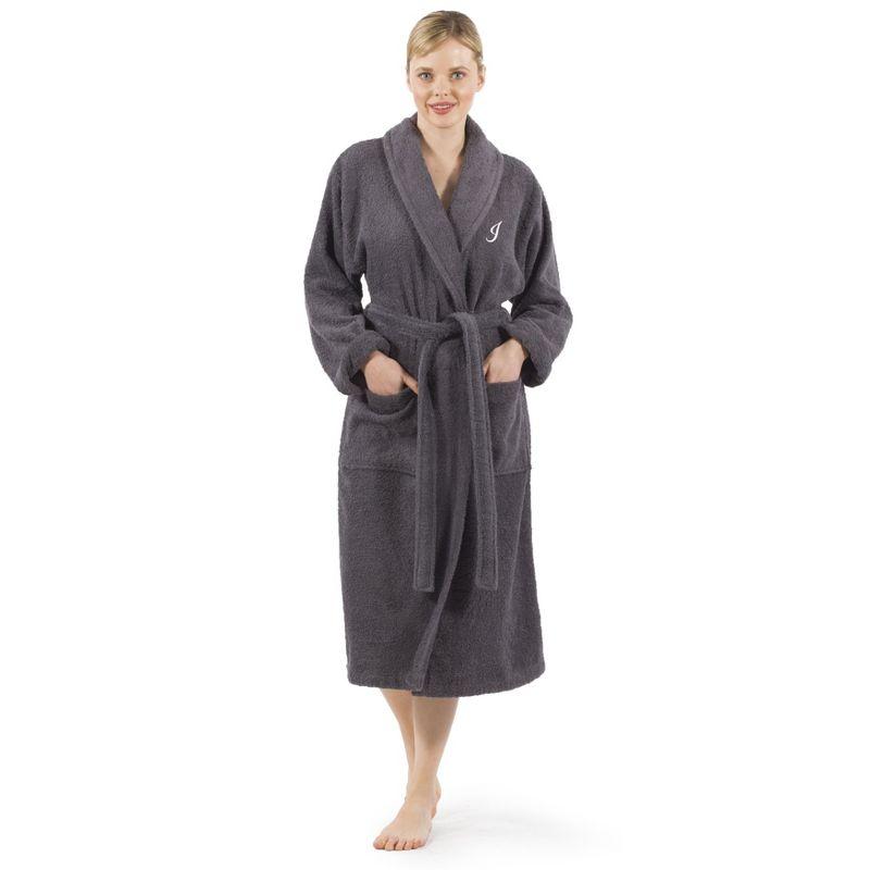 Gray Turkish Cotton Personalized Unisex Terry Bathrobe L/XL