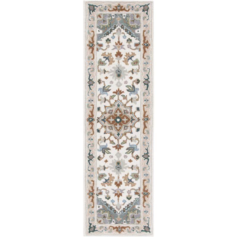 Heritage HG625 Handmade Runner Rug - 2'3"x12' - Ivory/Light Blue - Safavieh