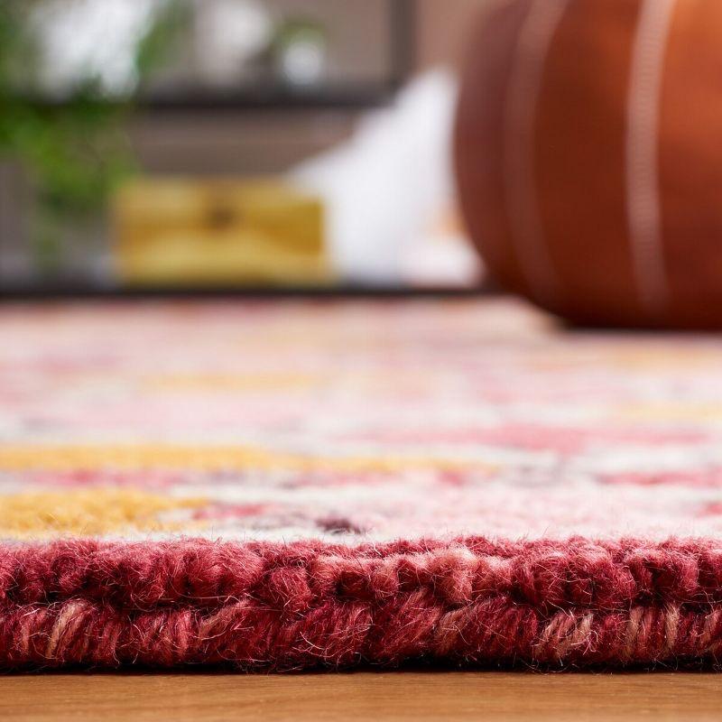 Handmade Red Wool Tufted Round Area Rug