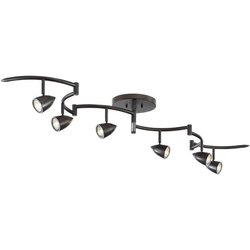 Pro Track Heavy Duty Axel 6-Head LED Ceiling Track Light Fixture Kit Spot Light GU10 Dimmable Black Metal Farmhouse Rustic Kitchen Bathroom 72" Wide