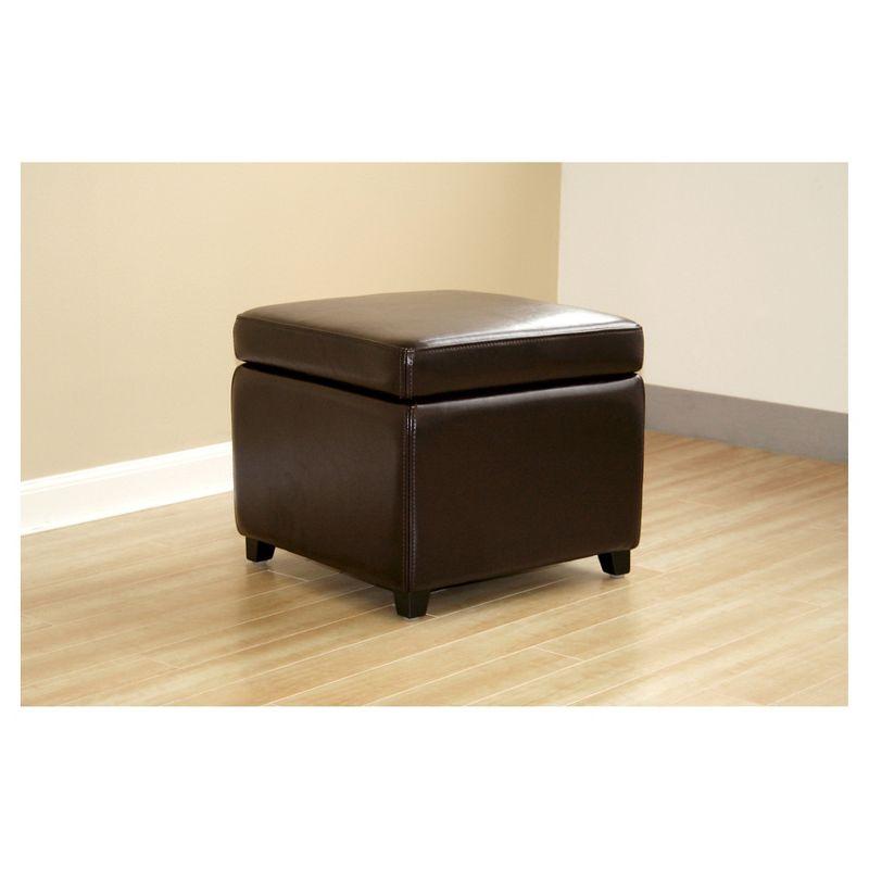 Full Leather Small Storage Cube Ottoman - Baxton Studio