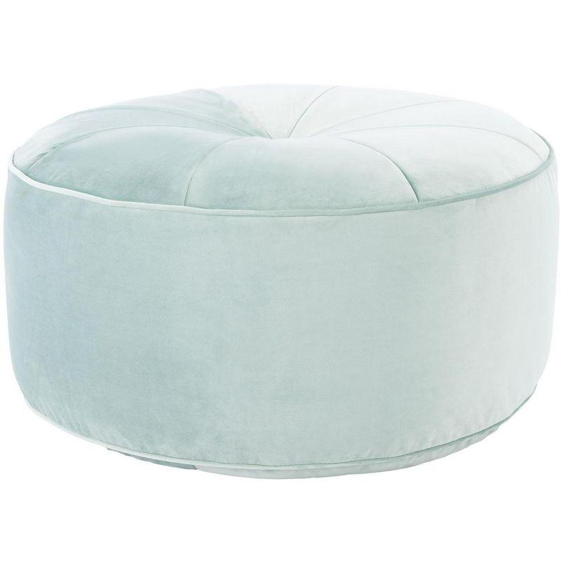 Mint Green Velvet Round Storage Ottoman