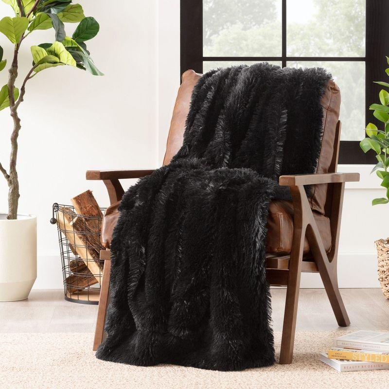 Chanasya Solid Faux Long Fur Fuzzy Throw Blanket