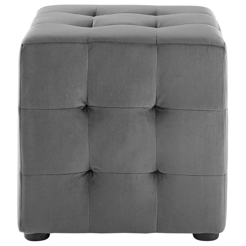 Modway Contour 15.5" Cube Gray Velvet Tufted Ottoman