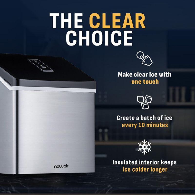 Newair Countertop Clear Ice Maker, 40 lbs. of Ice a Day with Easy to Clean BPA-Free Parts, Perfect for Cocktails, Scotch, Soda and More