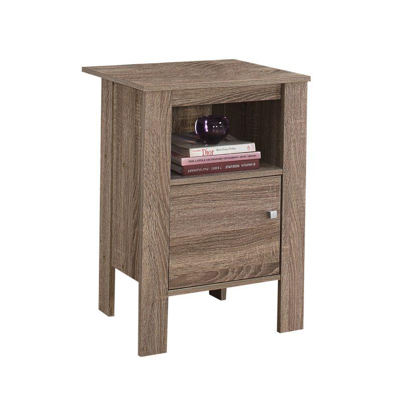 Sleek Dark Taupe Nightstand with Silver Knob and Storage