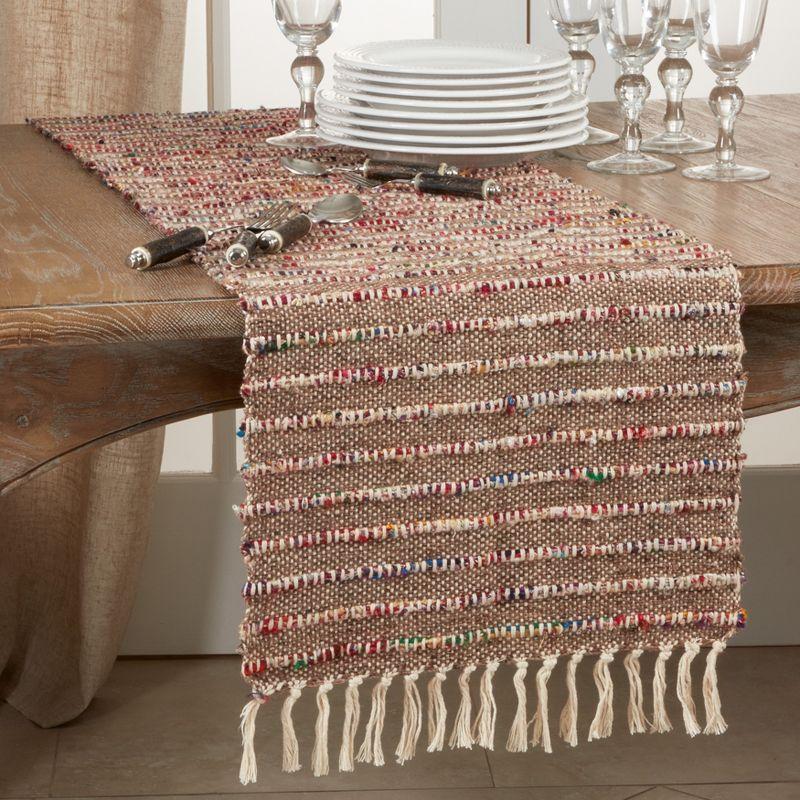 Saro Lifestyle Corded Design Cotton Table Runner, 16"x72", Multicolored