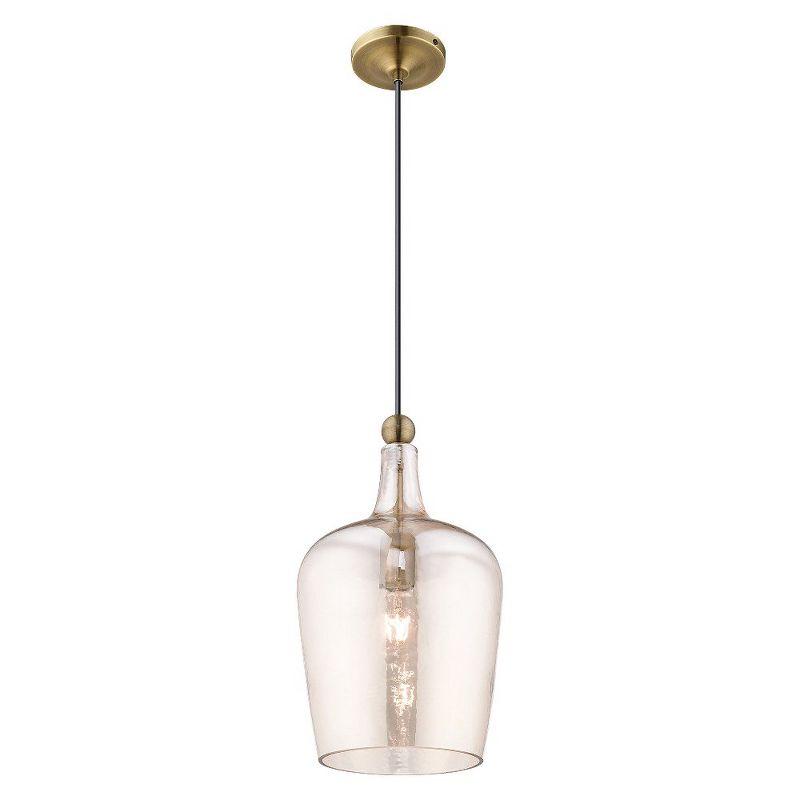 Livex Lighting Art Glass 1 - Light Pendant in  Antique Brass