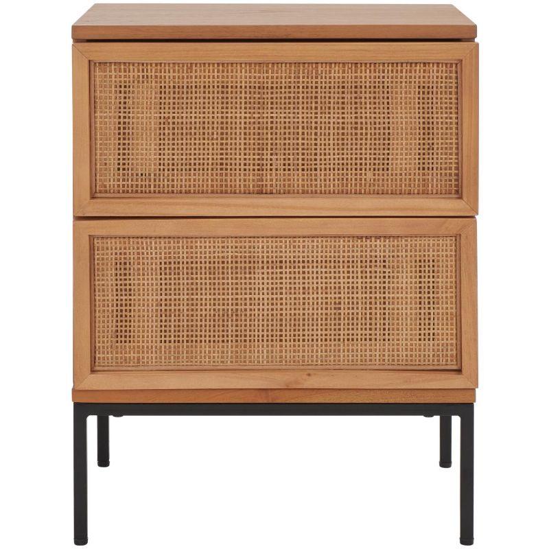 Zadie 2 Drawer Rattan Nightstand - NST5007 - Natural/Black - Safavieh