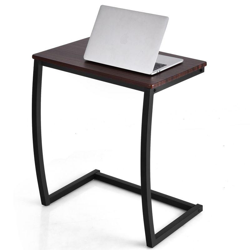 Costway Sofa Side End Table C-shaped Coffee Tray Laptop Snack Stand with Steel Frame