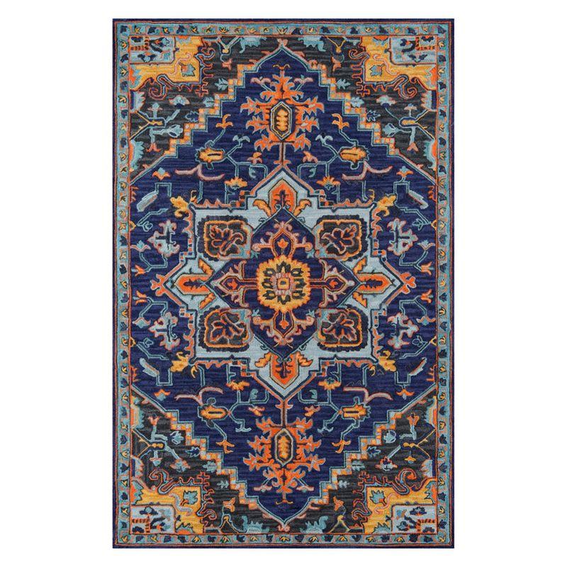 Momeni Ibiza Grant Navy 2'x3' Accent Rug: Traditional Wool Medallion, Handmade Tufted Indoor Medium Pile