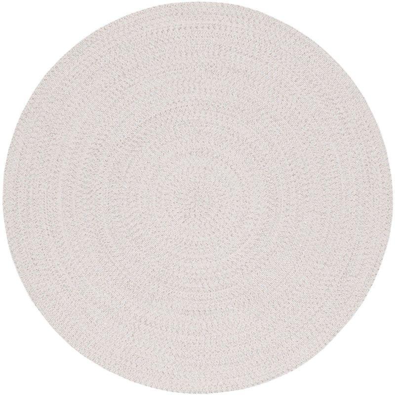 Braided BRA201 Hand Woven Indoor Machine Washable Accent Rug - Ivory/Light Grey - 3' Round - Safavieh