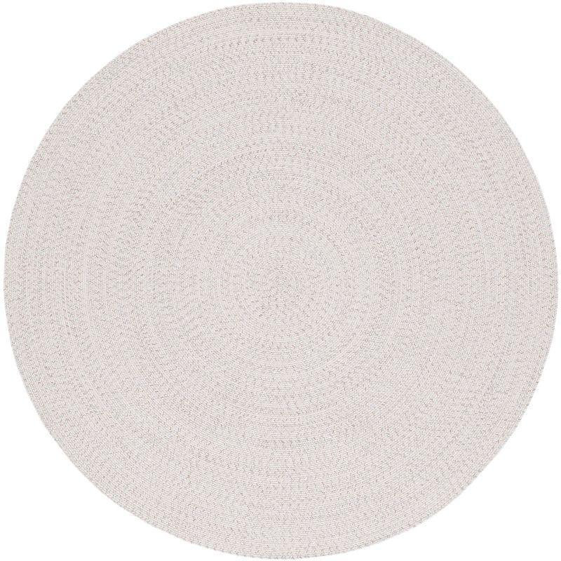 Chic Ivory & Light Grey Handwoven Braided Round Rug - 3'