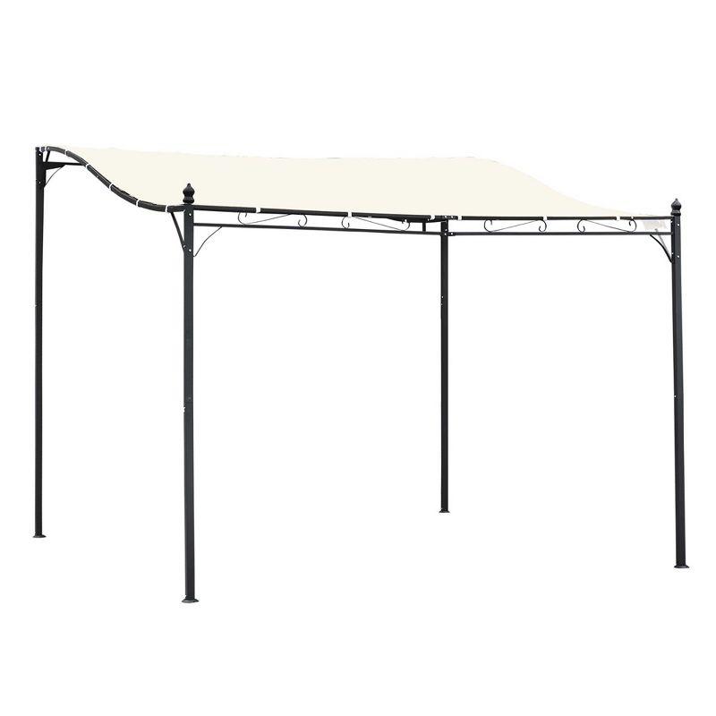 Outsunny 10' x 10' Steel Outdoor Pergola Gazebo, Patio Canopy with Weather-Resistant Fabric and Drainage Holes, Cream White
